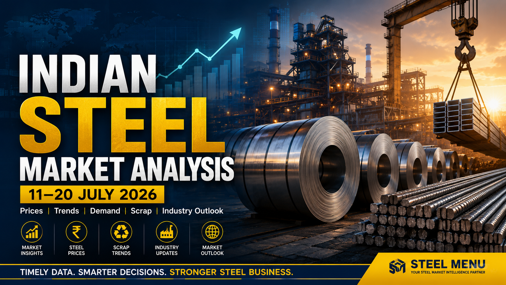 Indian Steel Market Analysis (11–20 July 2026): Prices, Scrap Trends, Industry News & Market Outlook